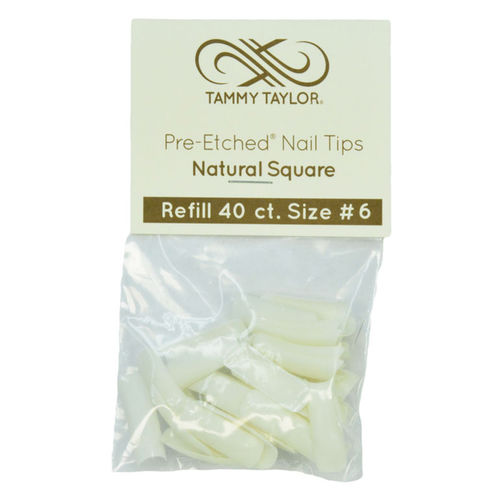 Recambio Tips Prelaminado Natural Cuadrado #6 40und